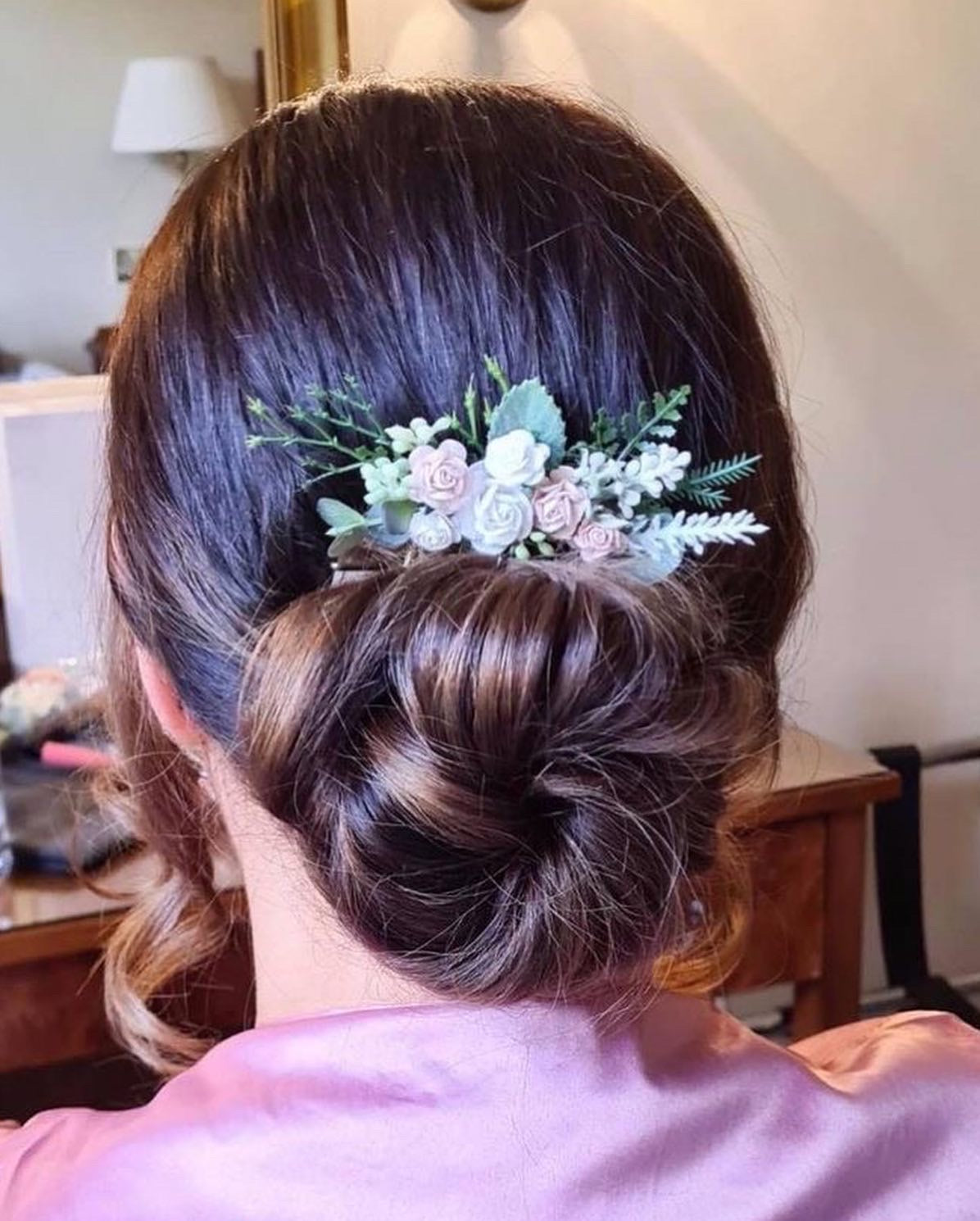 Blush Pink and White Flower Hair Comb