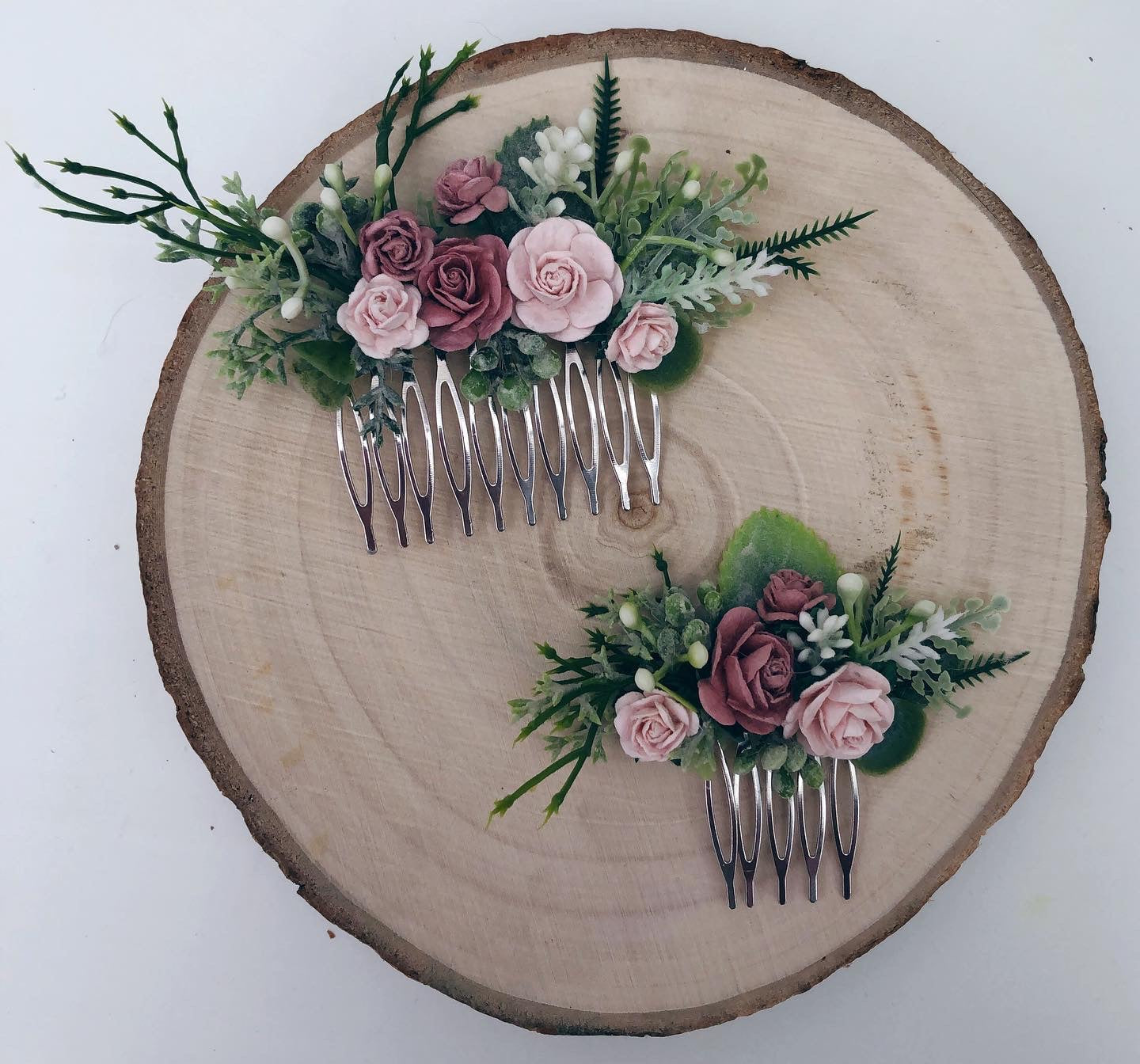 Dusky Pink and Blush Flower Hair Comb