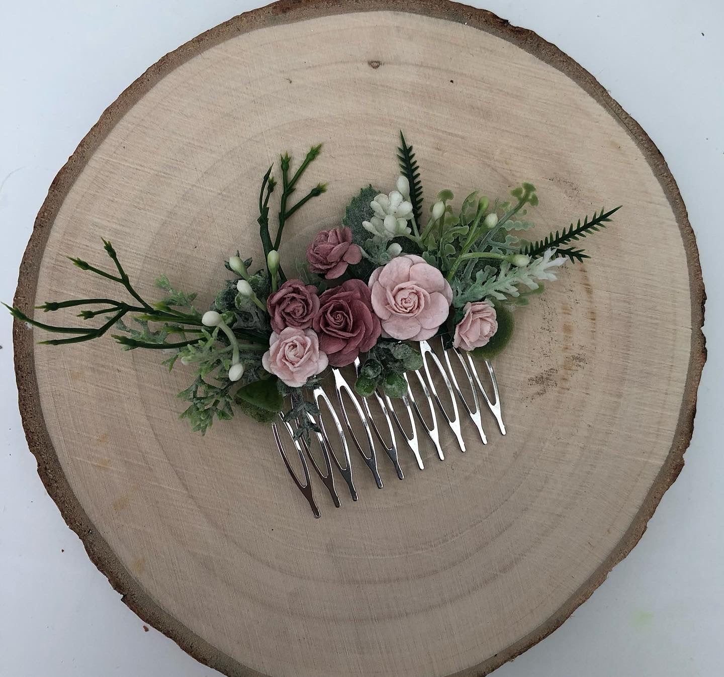 Dusky Pink and Blush Flower Hair Comb