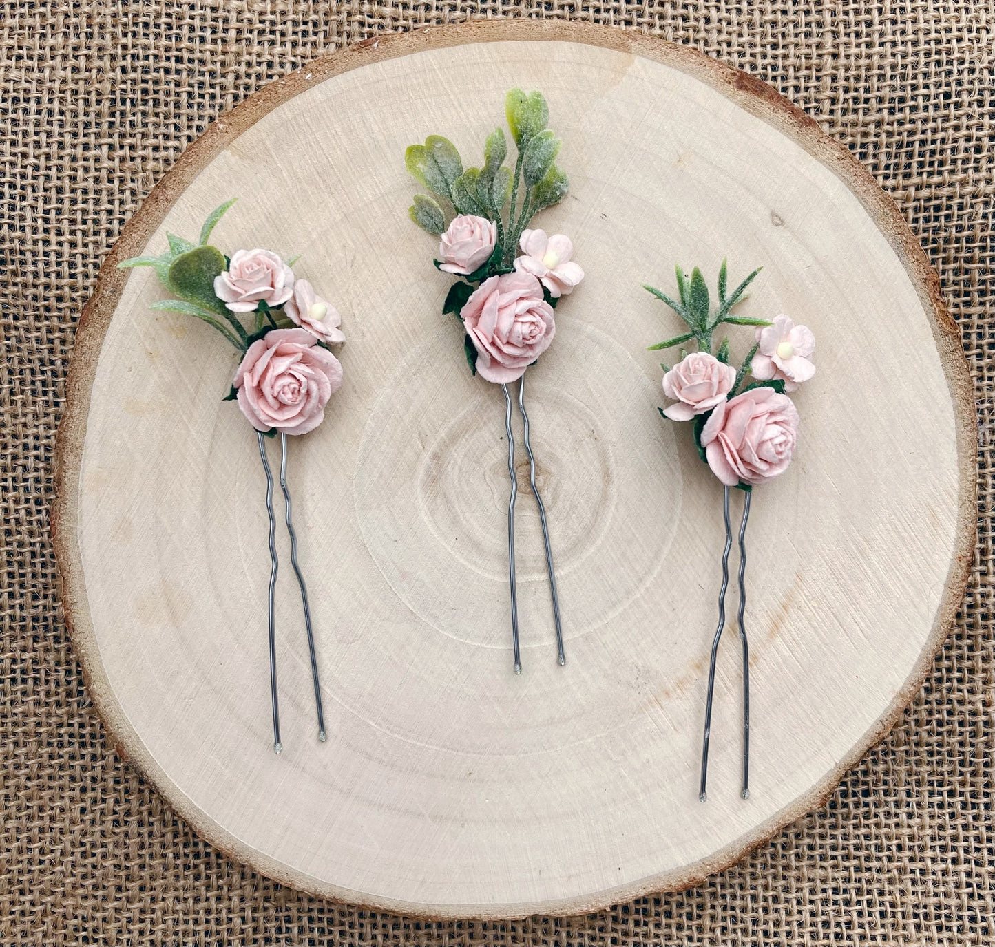 Blush Pink Flower Hair Pins