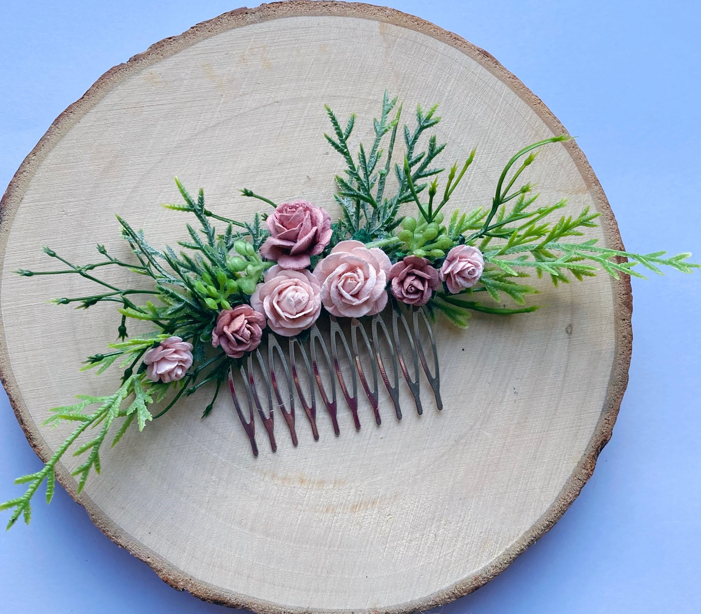 Blush And Dusky Pink Flower Hair Comb