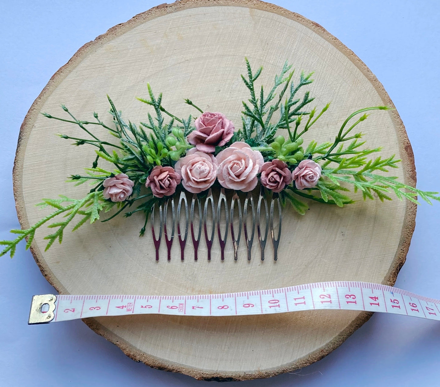 Blush And Dusky Pink Flower Hair Comb