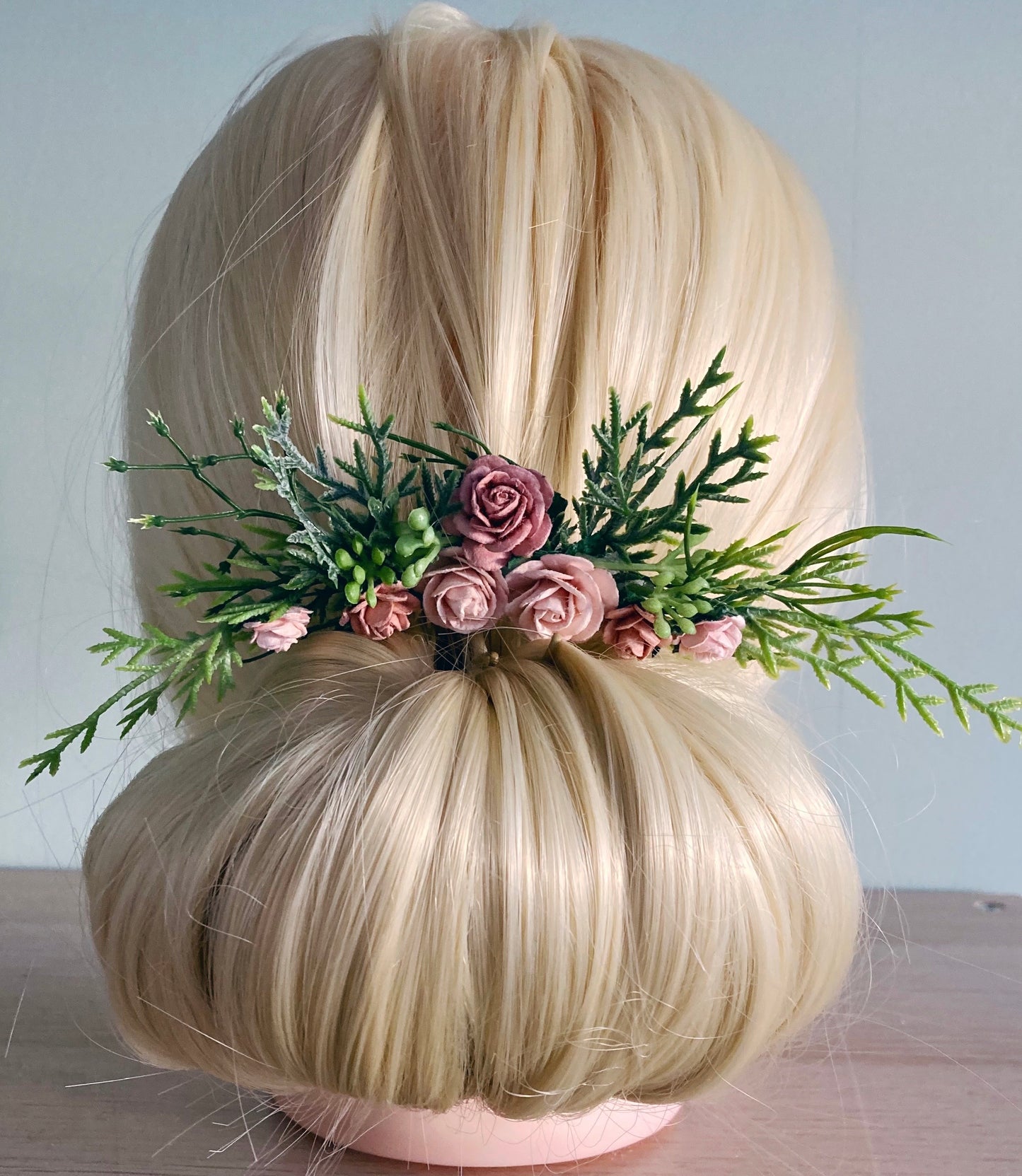 Blush And Dusky Pink Flower Hair Comb