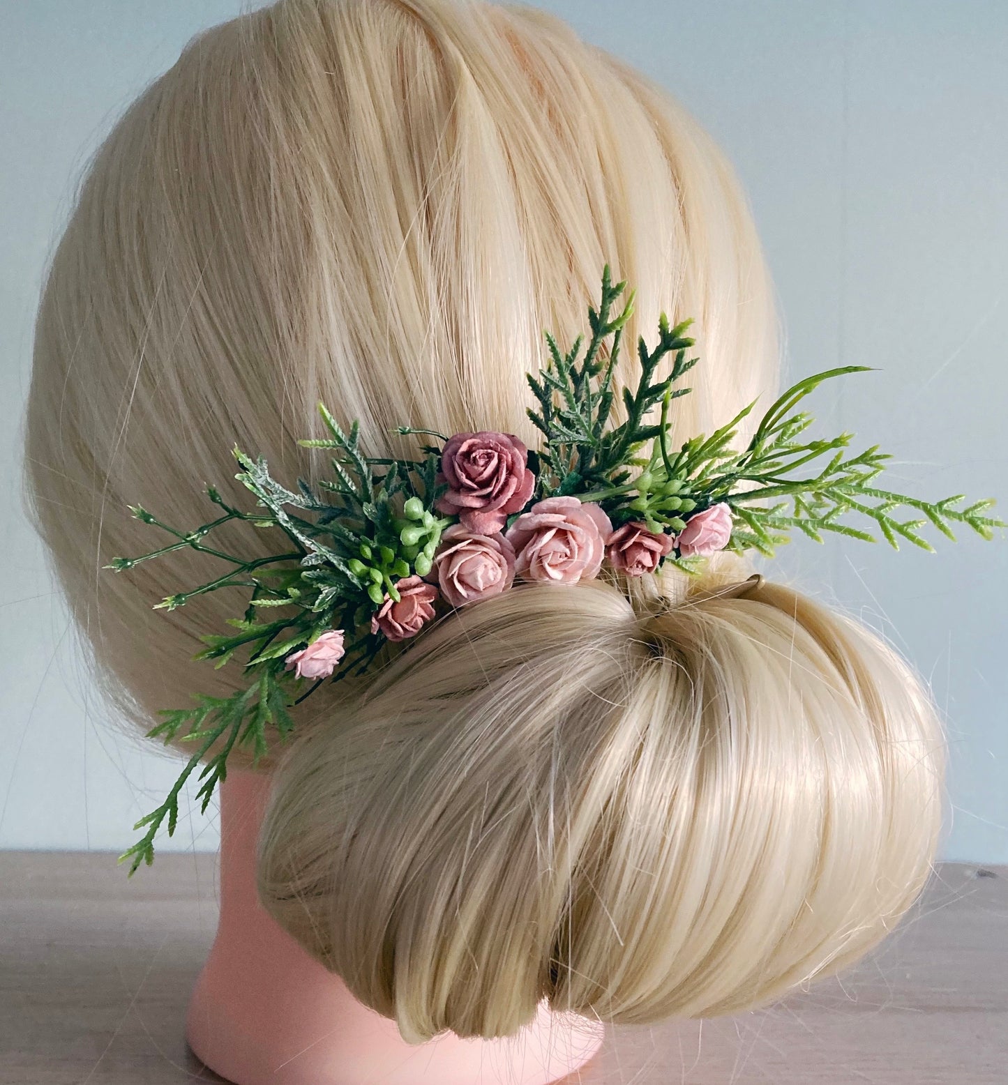 Blush And Dusky Pink Flower Hair Comb