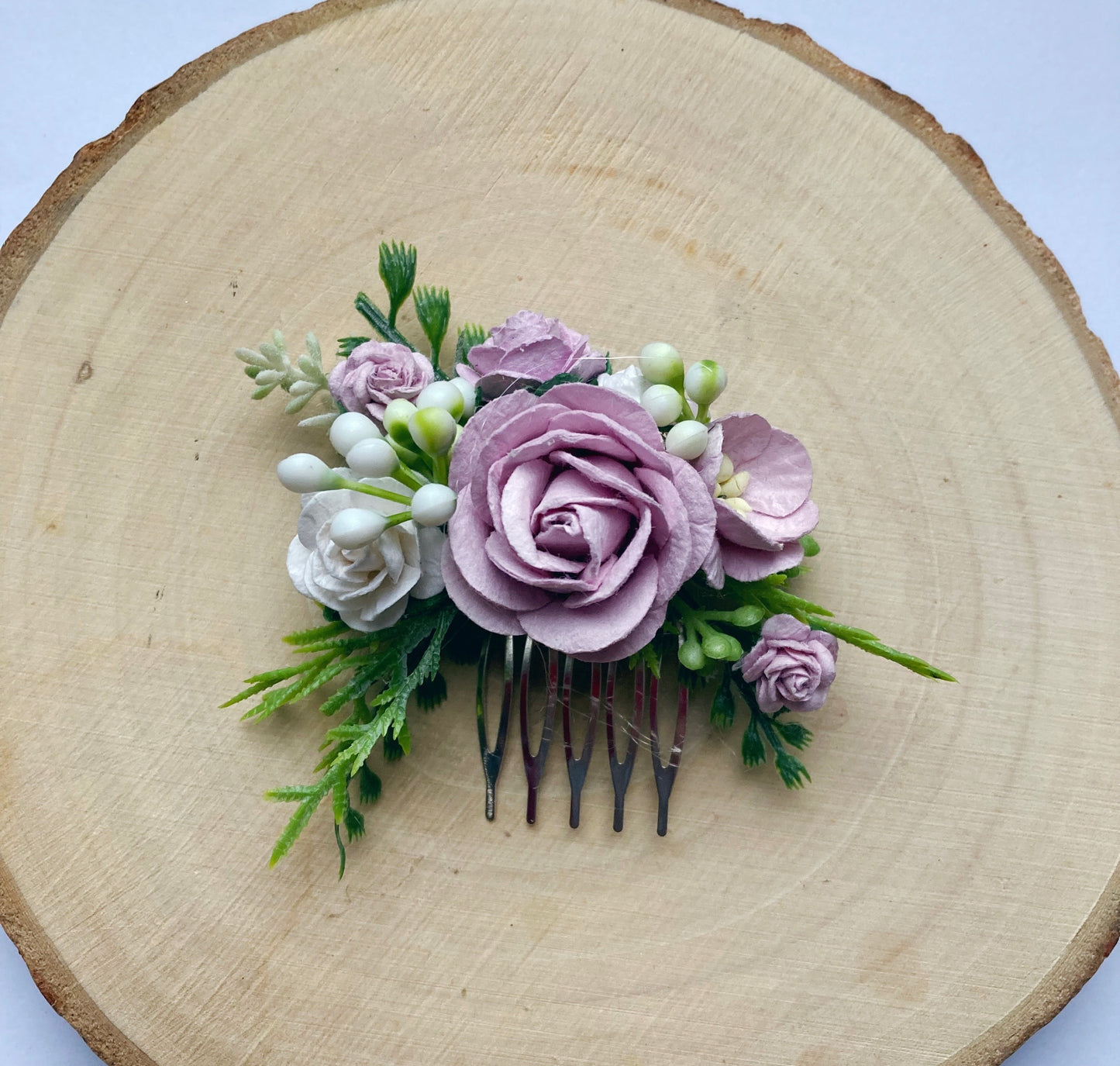 Lilac flower hair comb