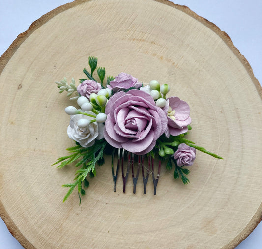 Lilac flower hair comb