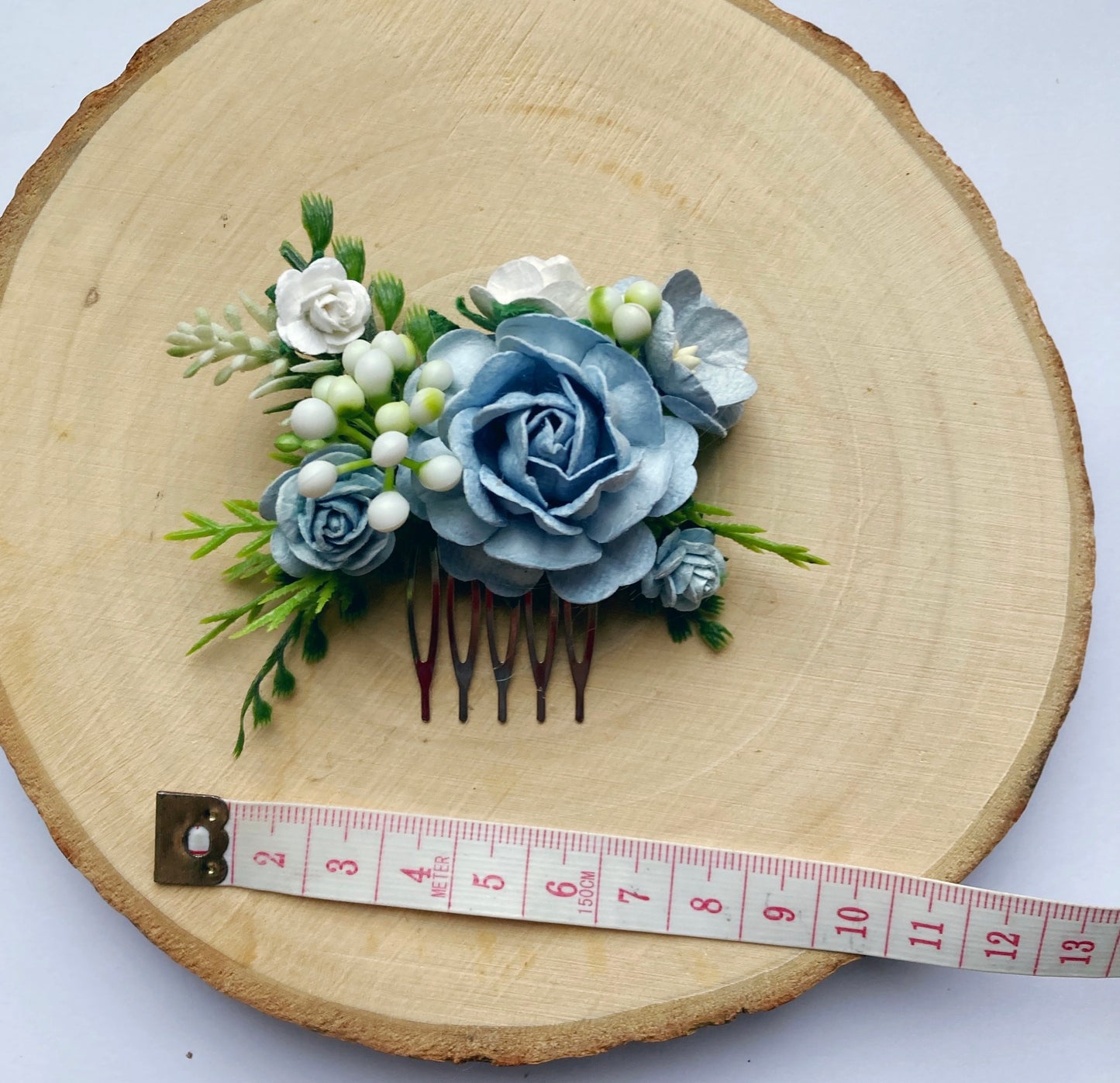 Dusty Blue Flower Hair Comb