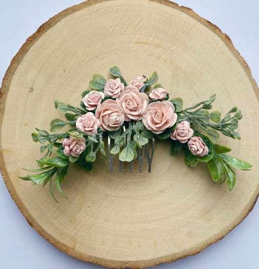 Blush Pink Flower Hair Comb