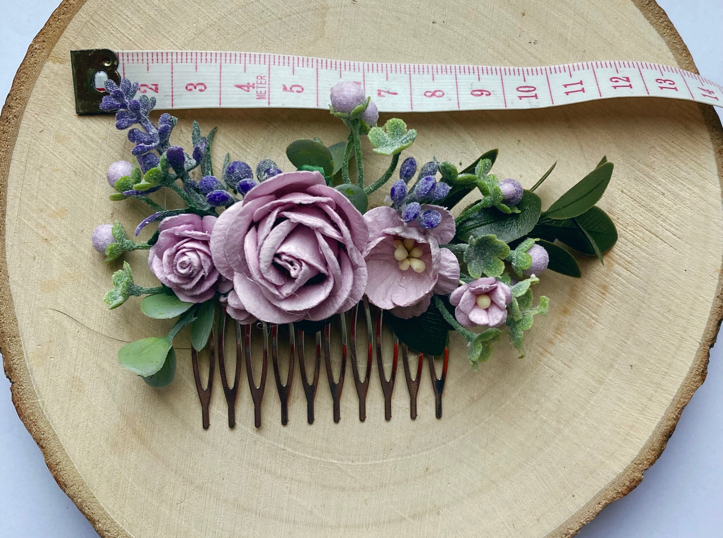 Lilac and Lavender Flower Hair Comb