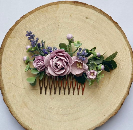 Lilac flower hair comb