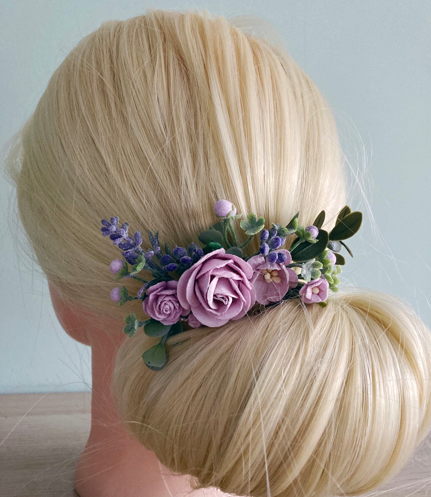 Lilac and Lavender Flower Hair Comb