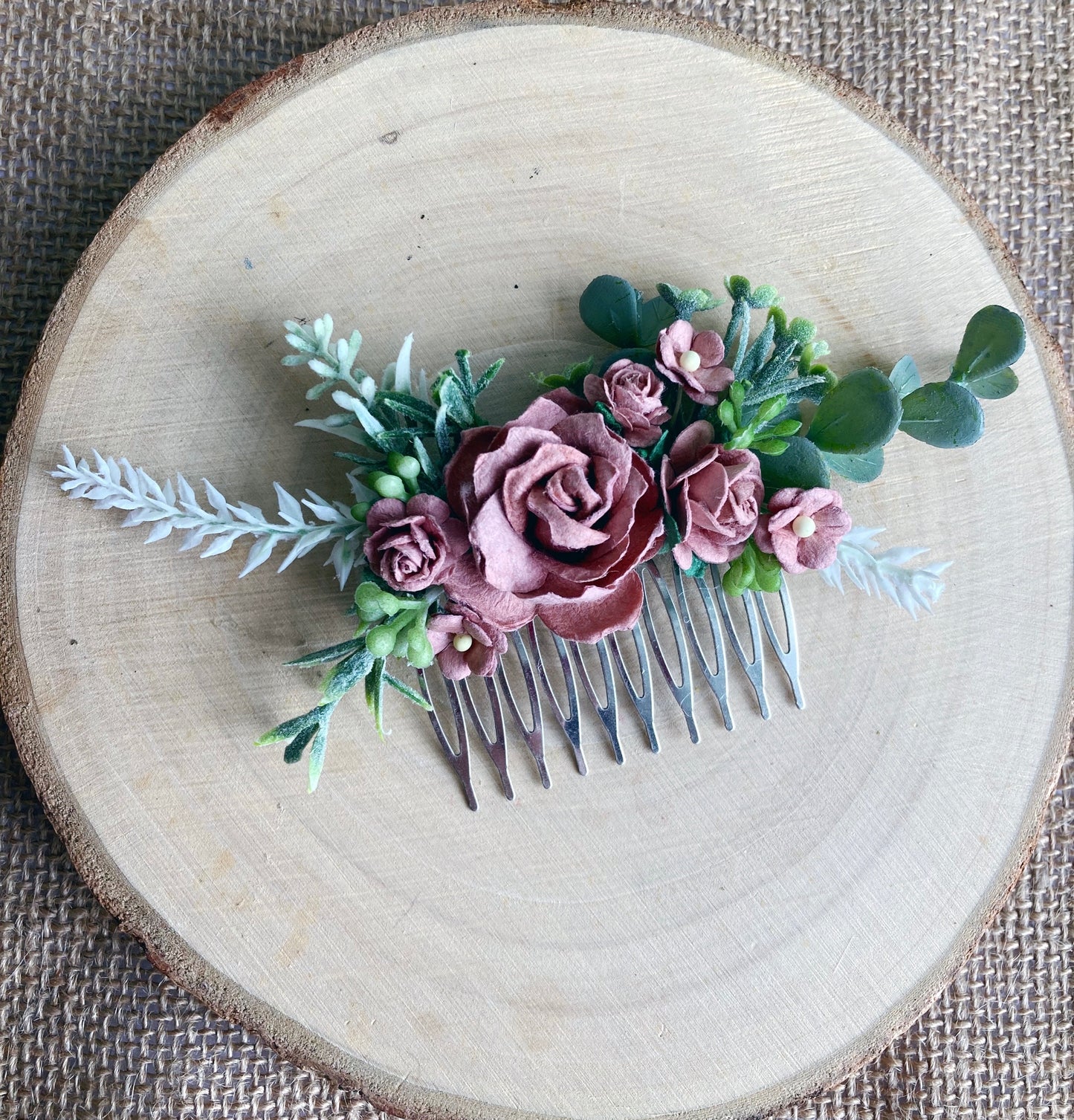 Dusky Pink Flower Hair Comb