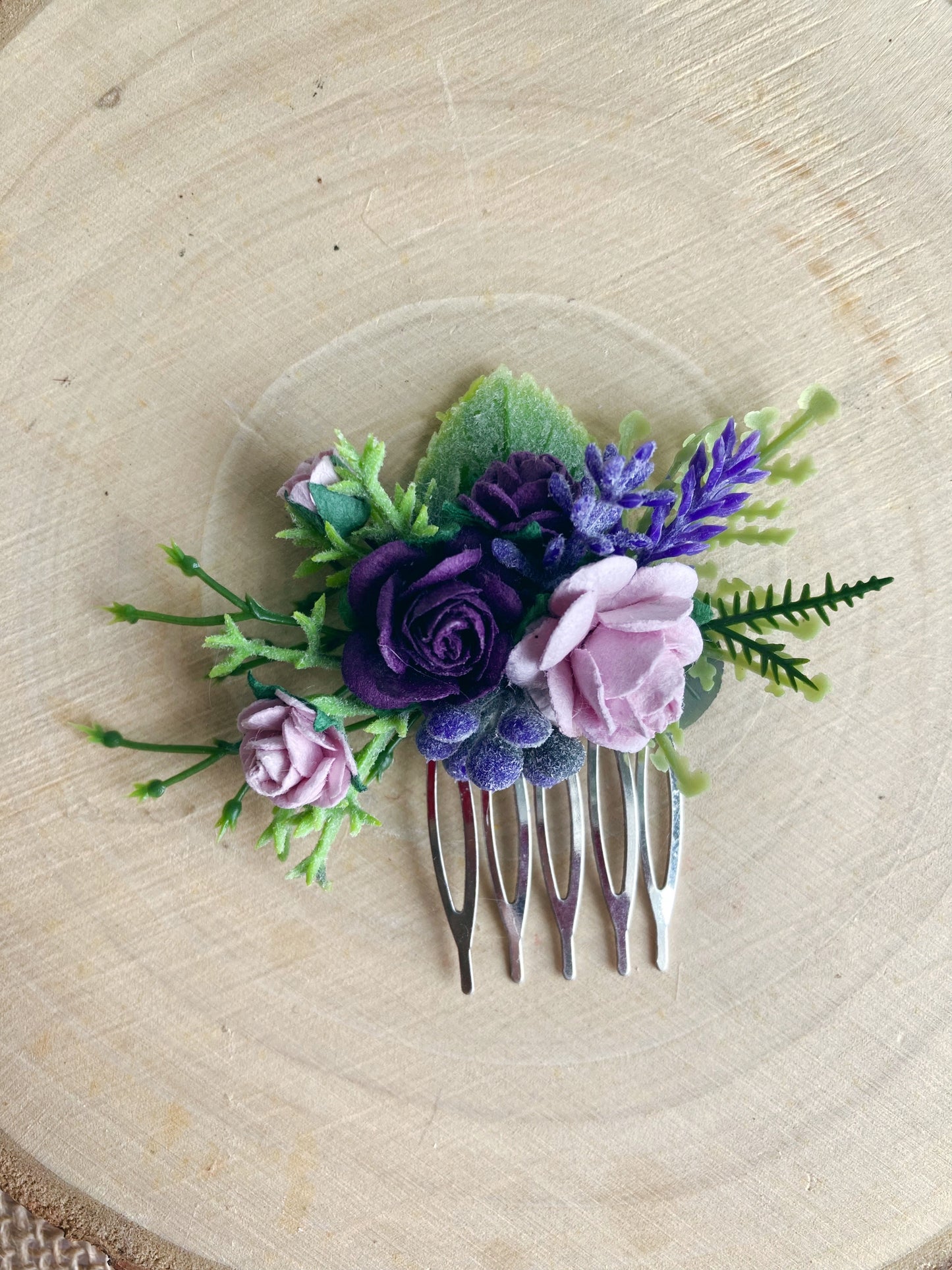 Purple And Lilac Flower Hair Comb