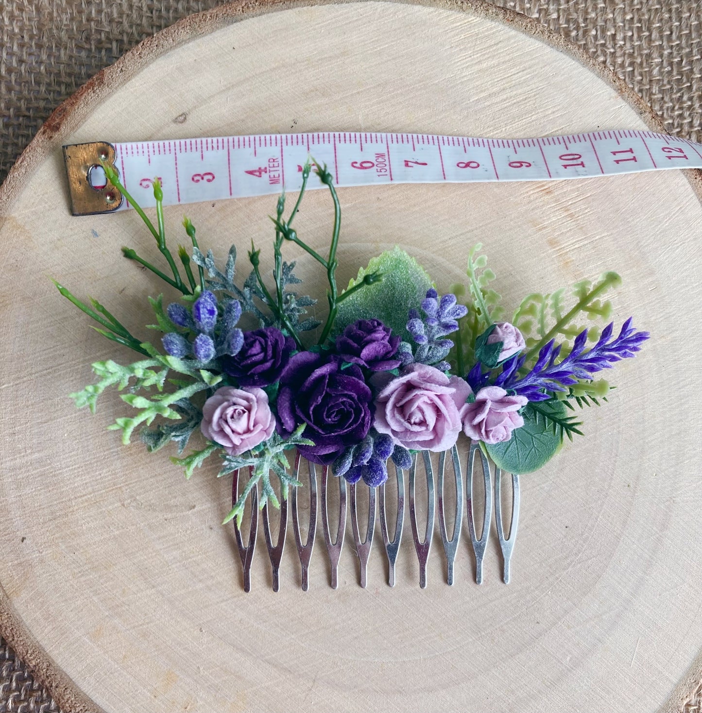 Purple And Lilac Flower Hair Comb