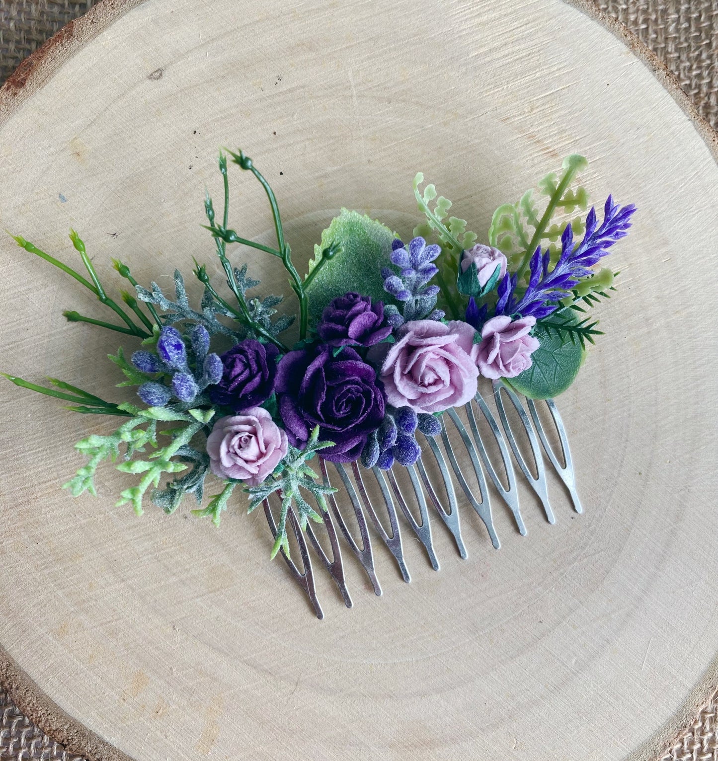 Purple And Lilac Flower Hair Comb