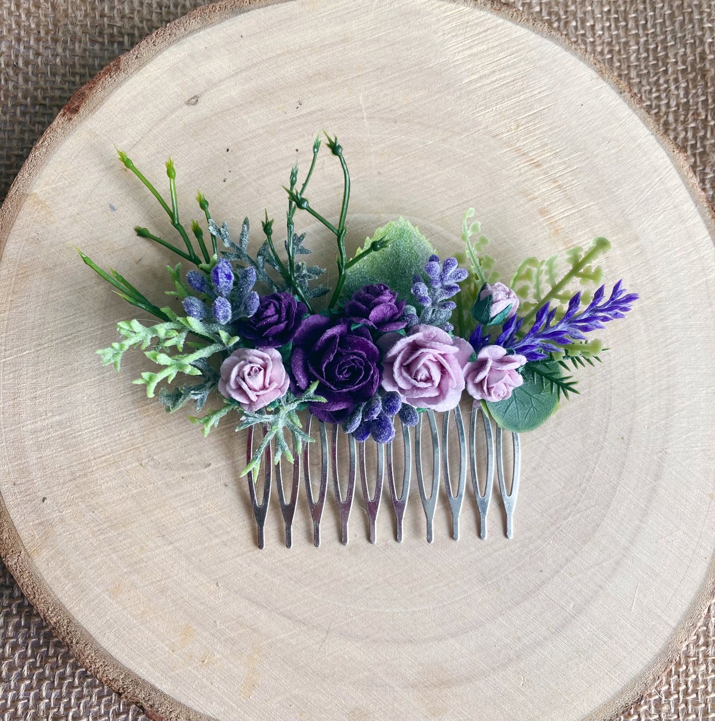 Purple And Lilac Flower Hair Comb