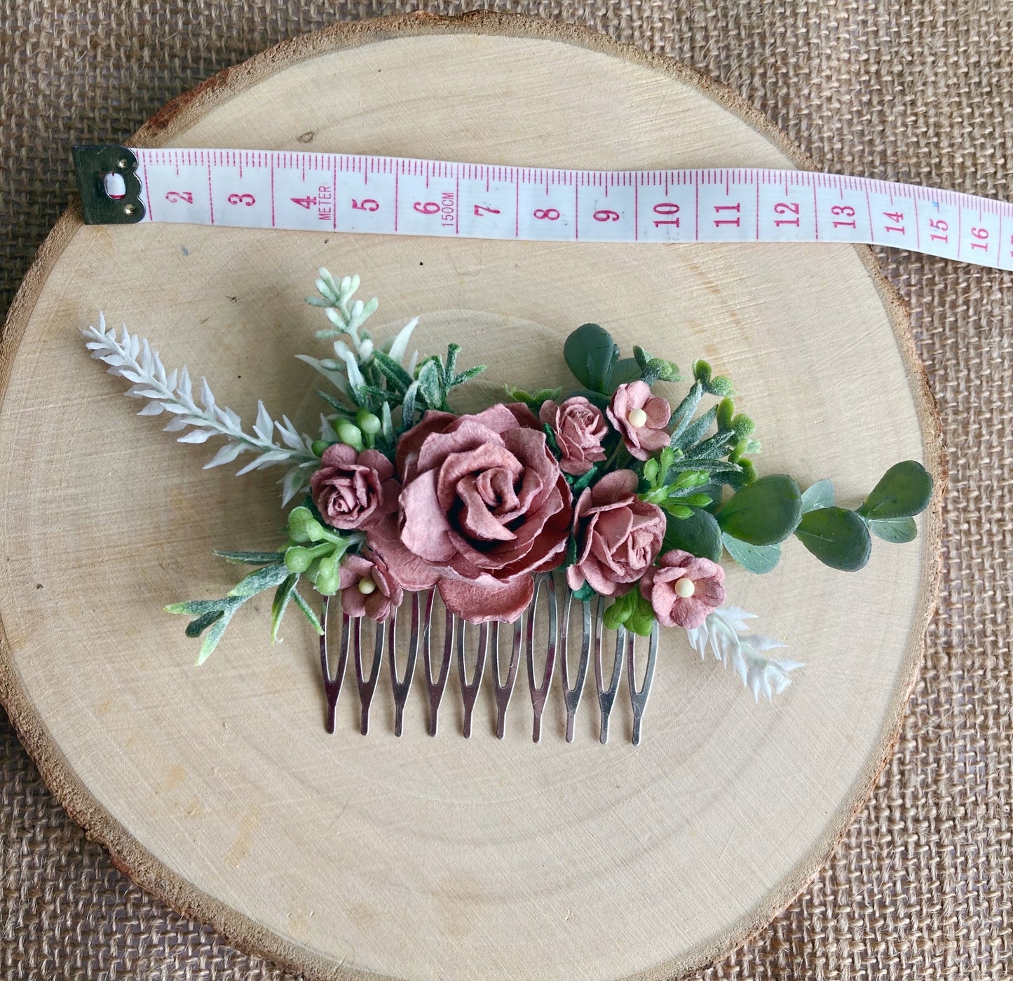 Dusky Pink Flower Hair Comb