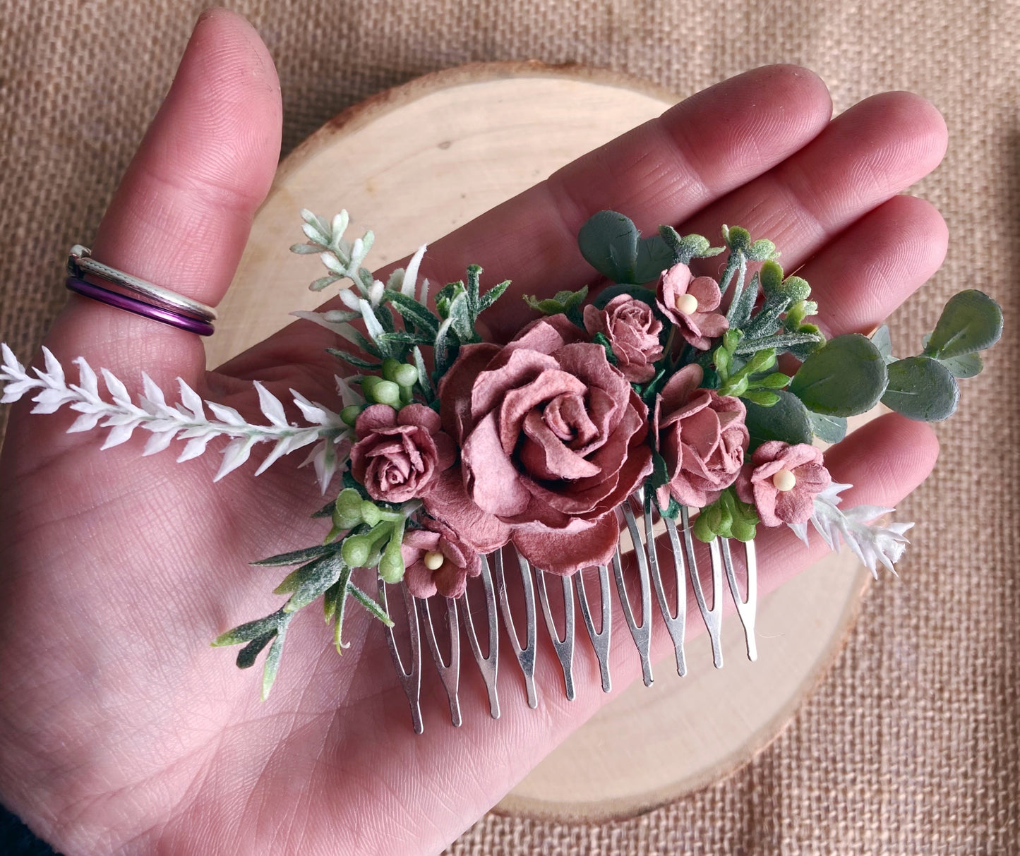 Dusky Pink Flower Hair Comb