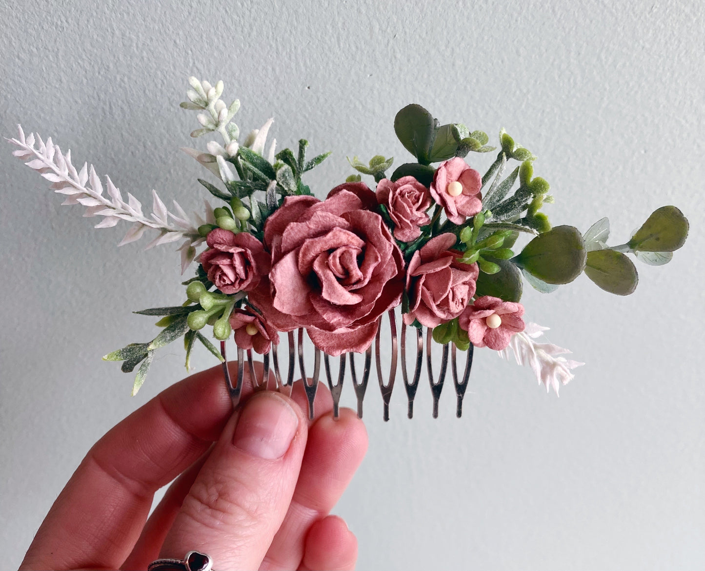 Dusky Pink Flower Hair Comb