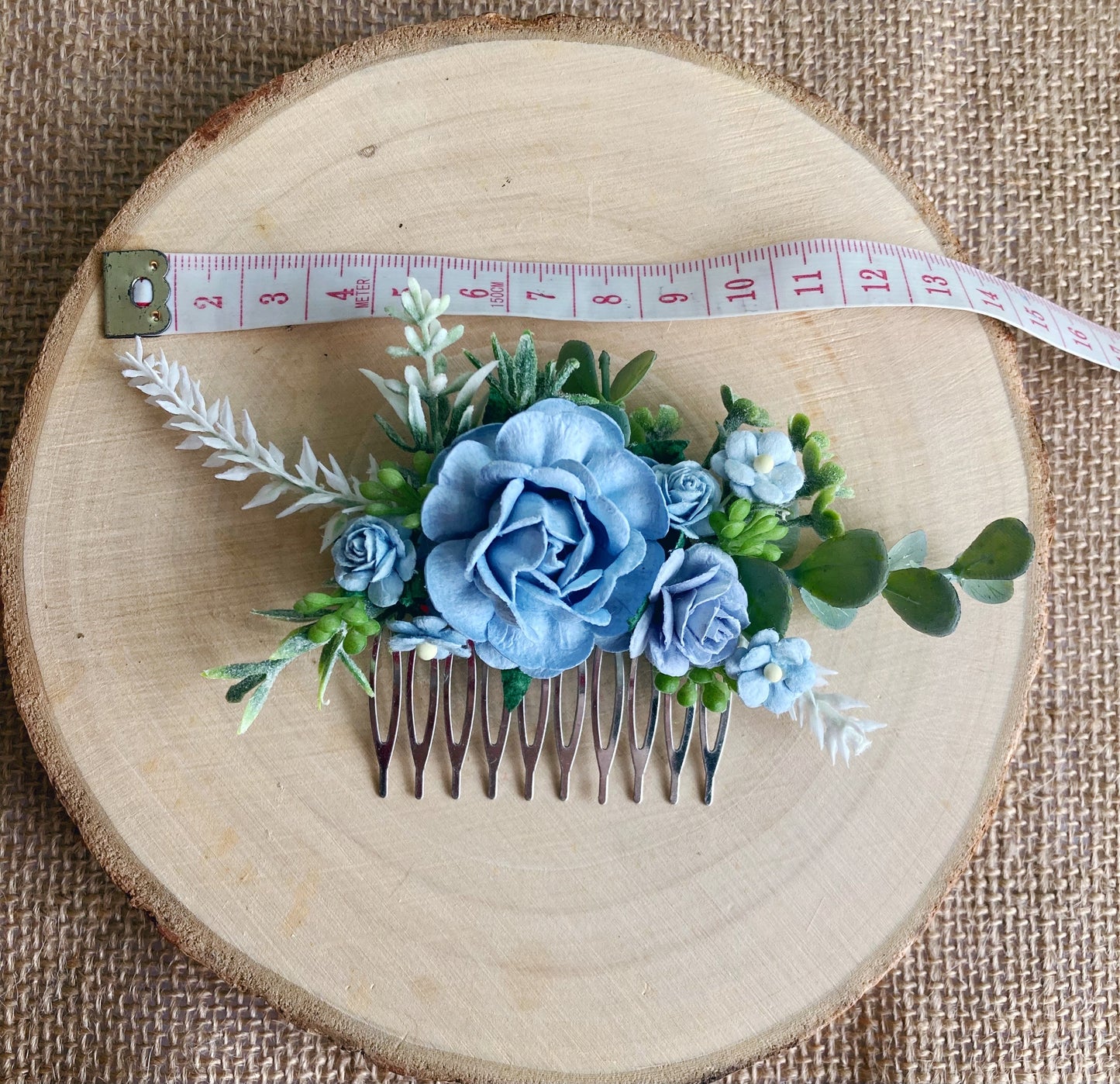 Dusky Blue Flower Hair Comb