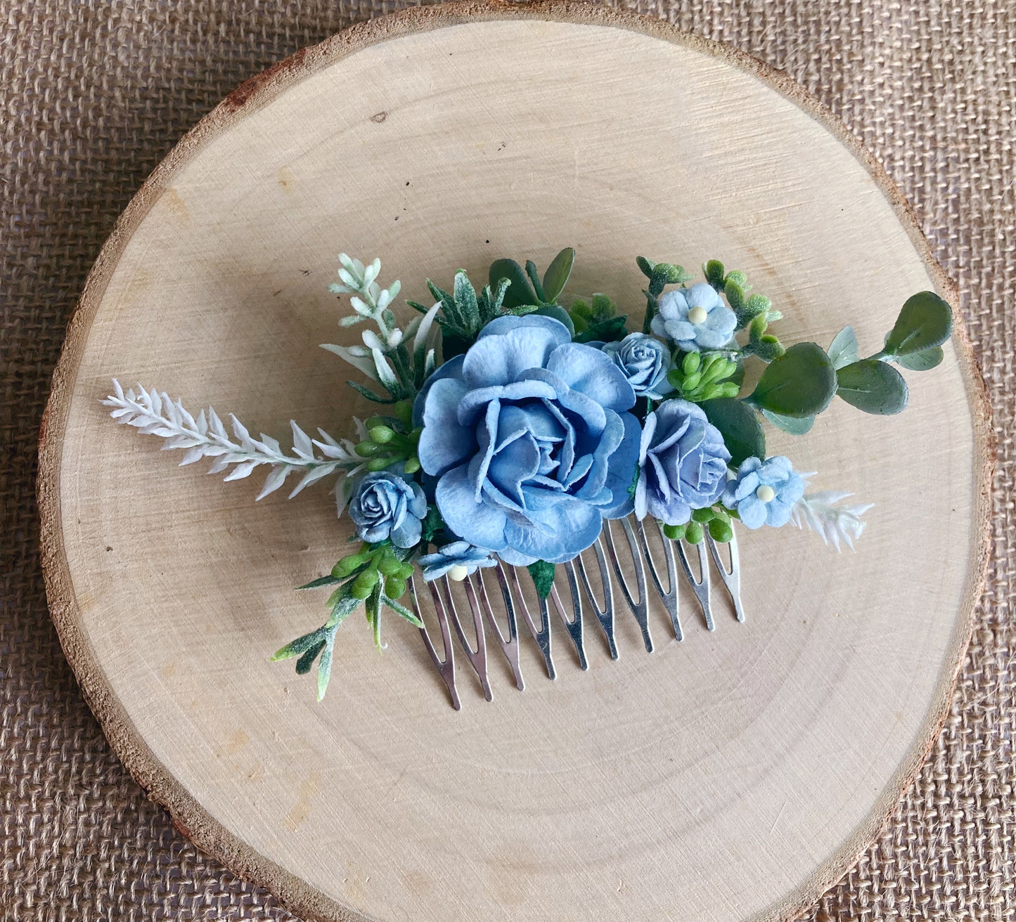 Dusky Blue Flower Hair Comb
