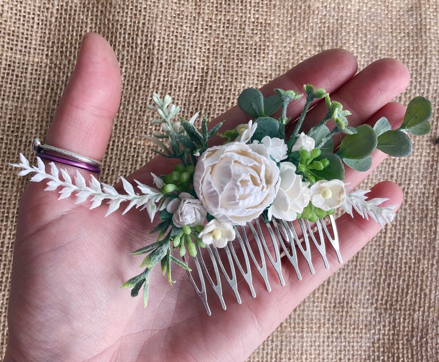 White Flower Hair Comb