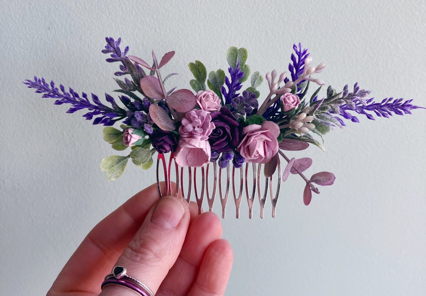 Purple And Lavender Flower Hair Comb