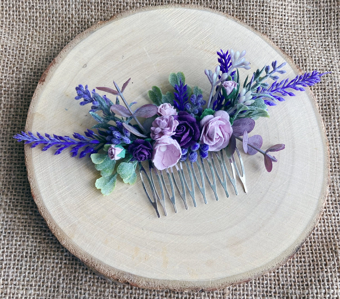 Purple And Lavender Flower Hair Comb