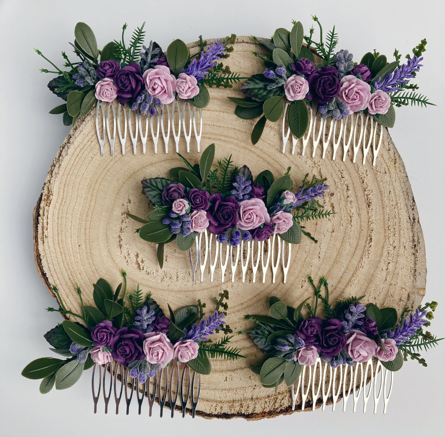 Shades Of Purple Flower Hair Comb