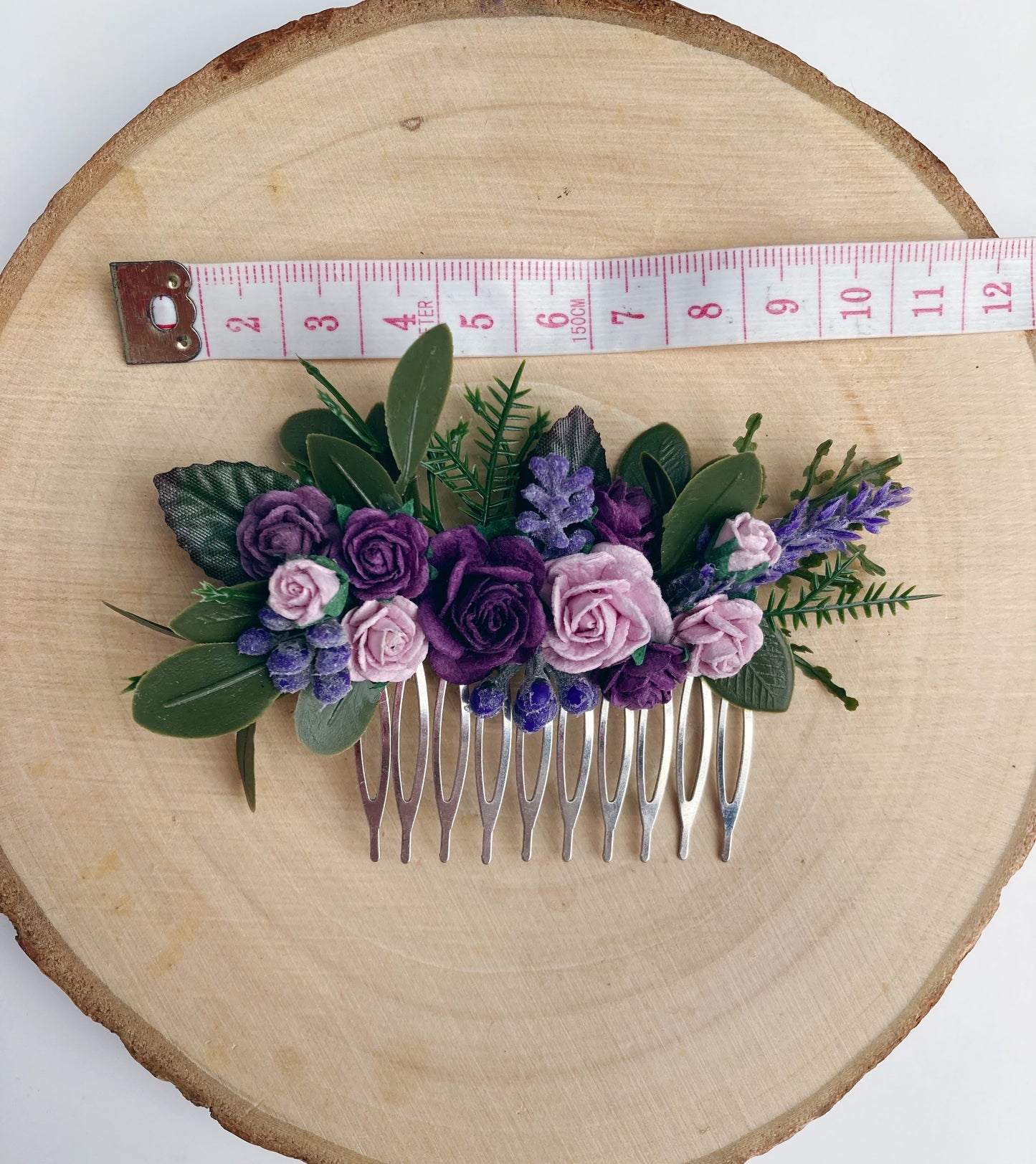 Shades Of Purple Flower Hair Comb