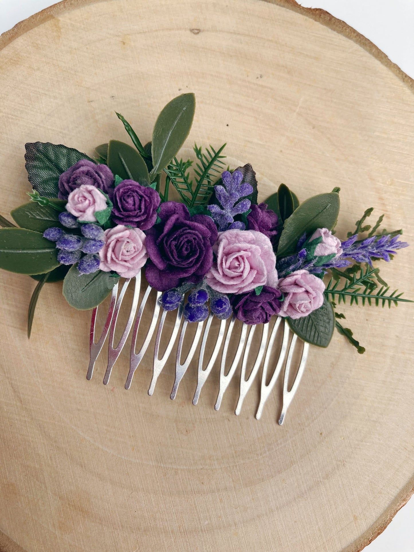 Shades Of Purple Flower Hair Comb