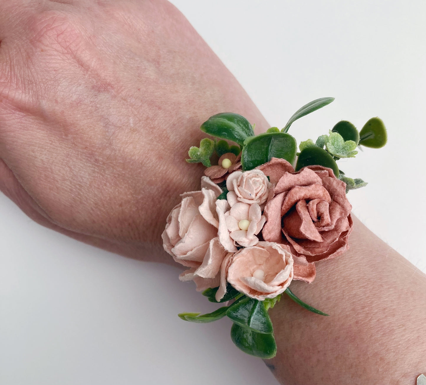 Blush and Dusky Pink Wedding Prom Flower Wrist Corsage