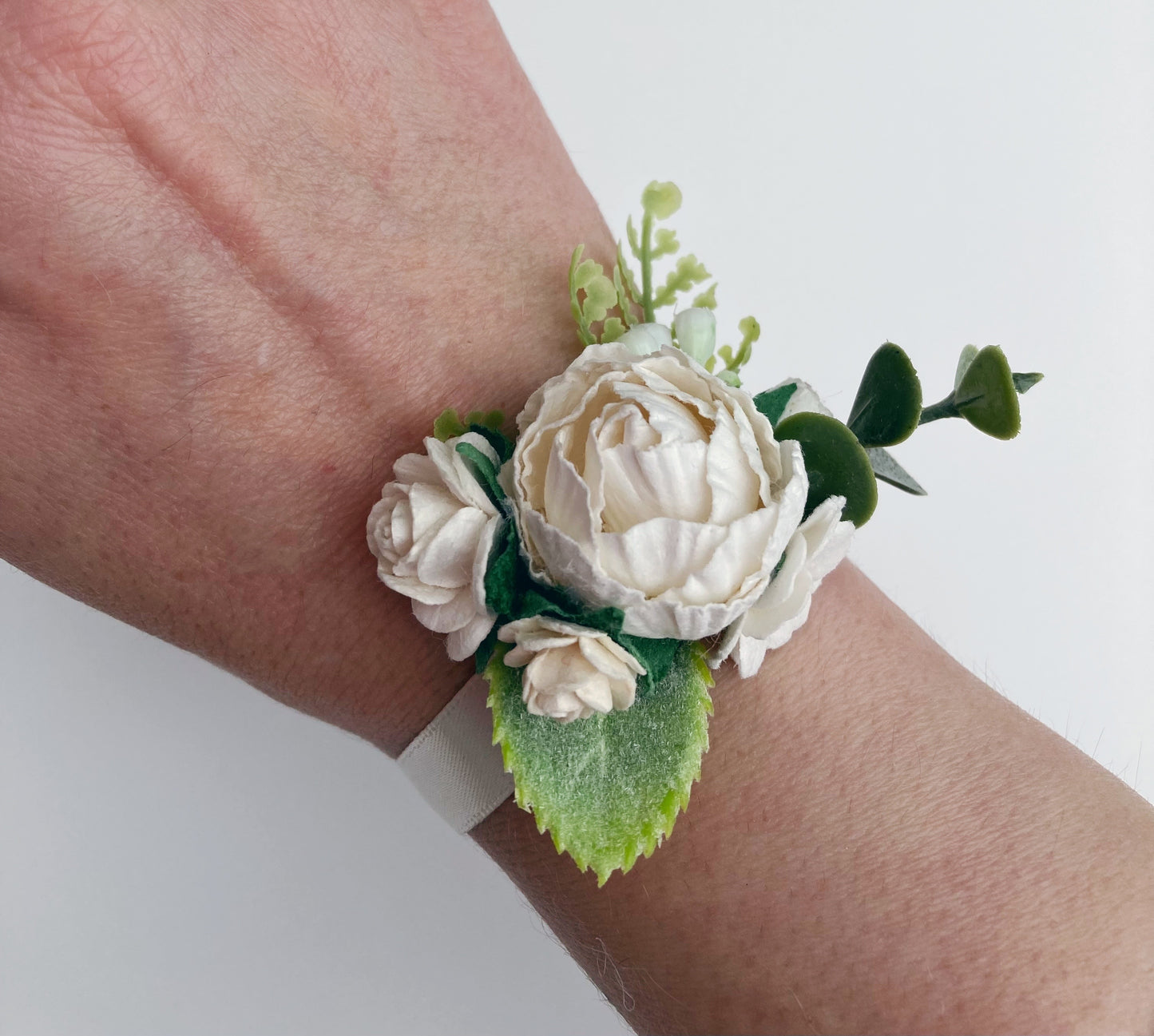 Ivory Wedding Prom Flower Wrist Corsage