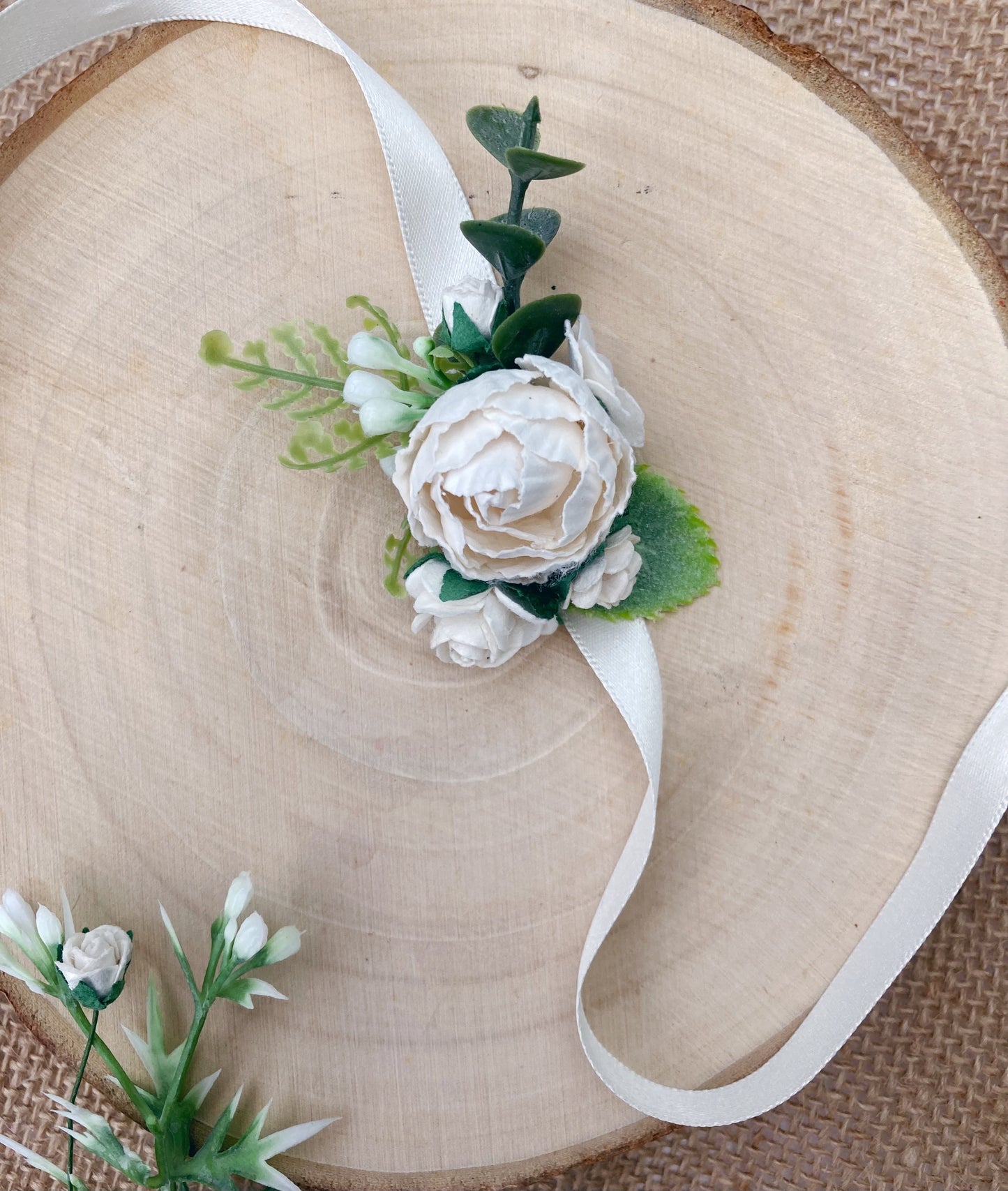 Ivory Wedding Prom Flower Wrist Corsage