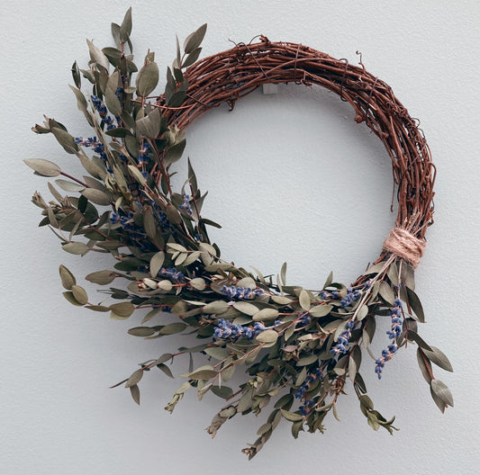 Dried flower eucalyptus and lavender wreath