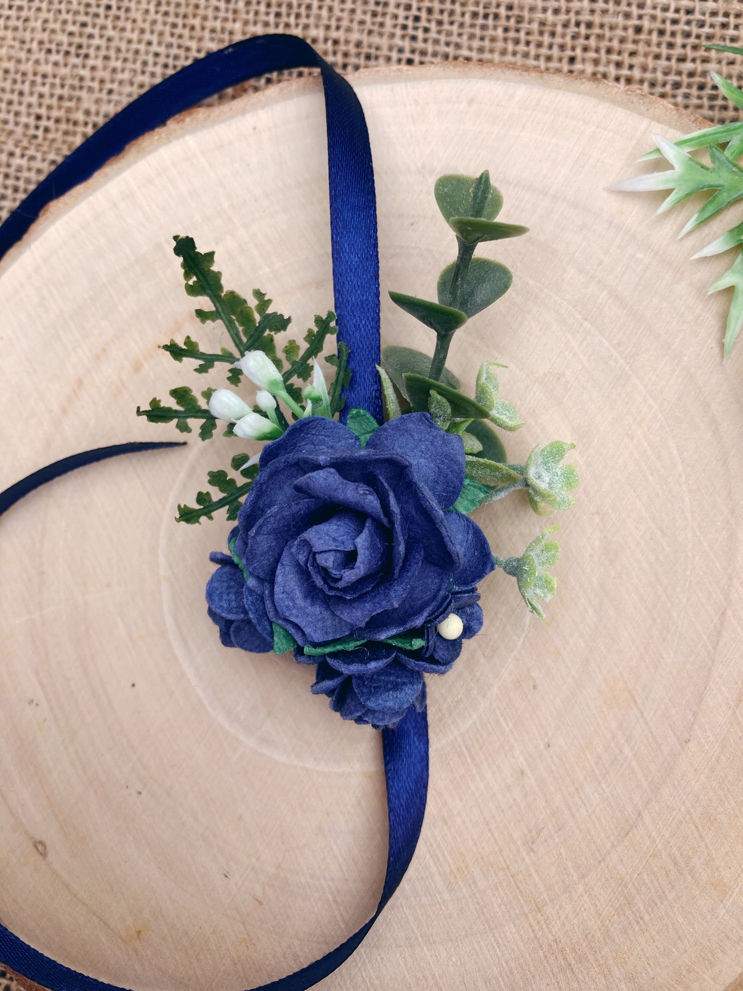 Navy Blue Wedding Prom Wrist Corsage
