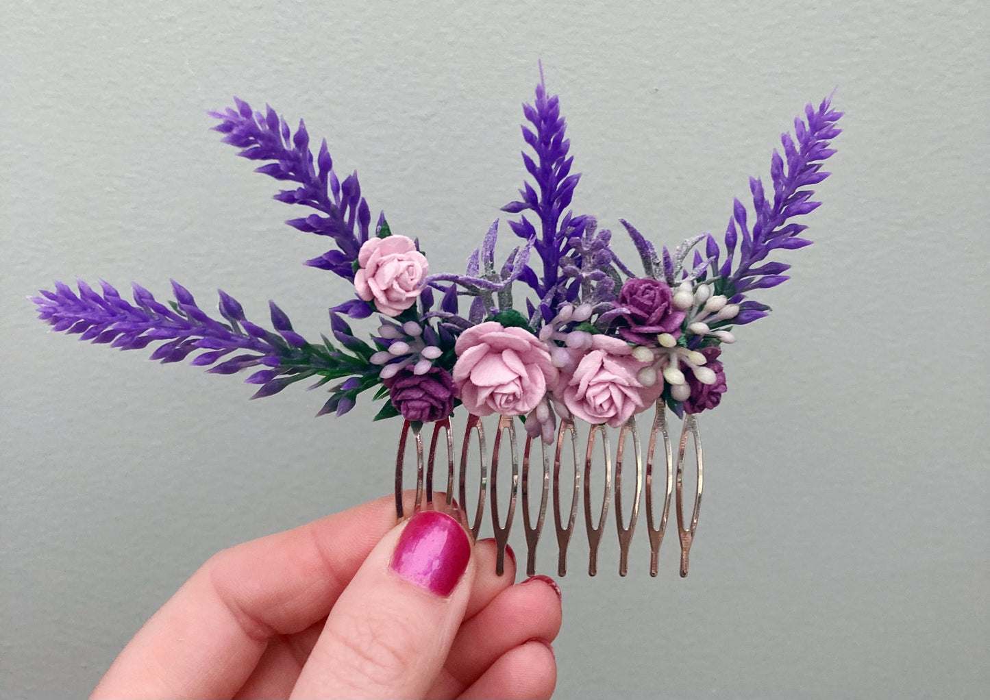 Lavender And Lilac Flower Hair Comb