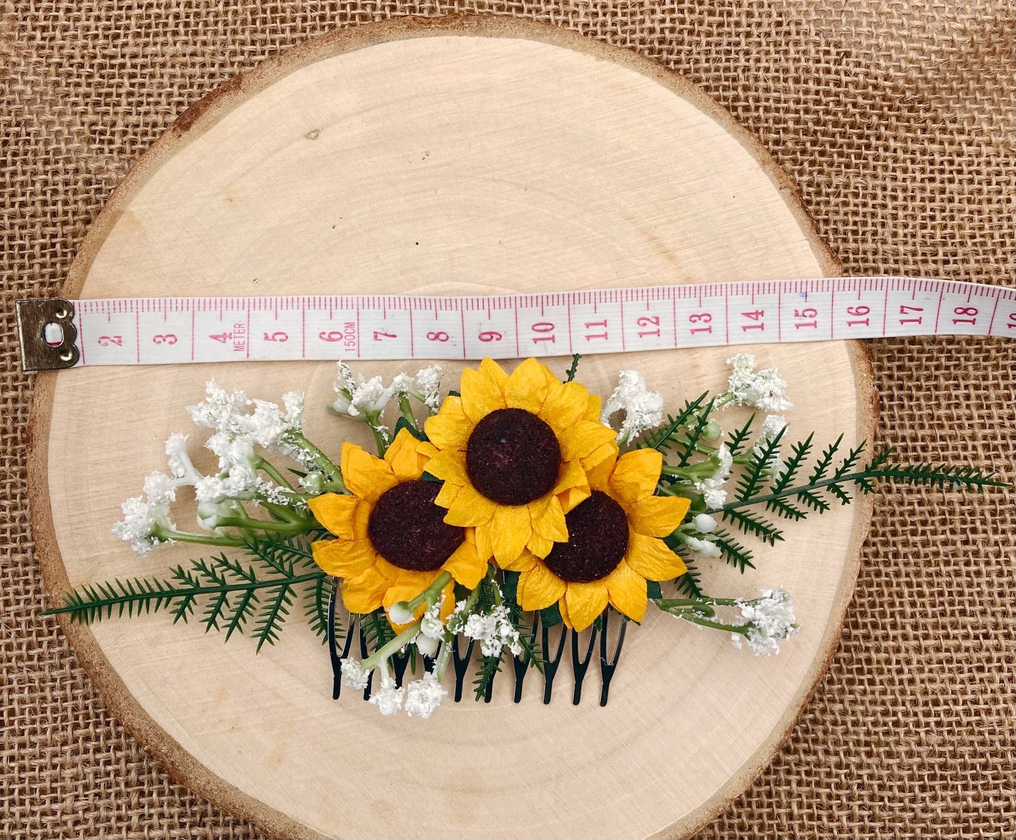 Sunflower and Gypsophila Hair Comb