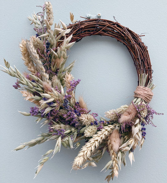 Dried flower lavender and wheat wreath