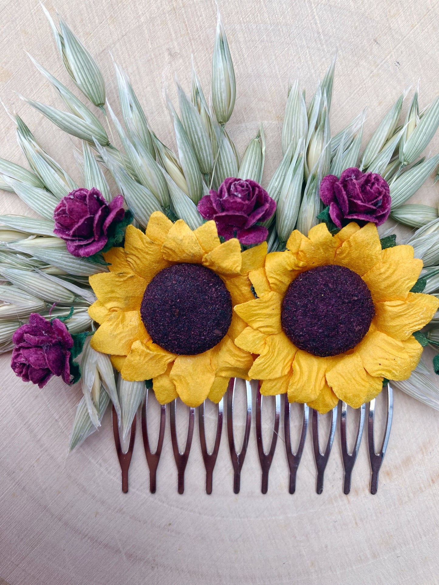 Sunflower And Roses Hair Comb