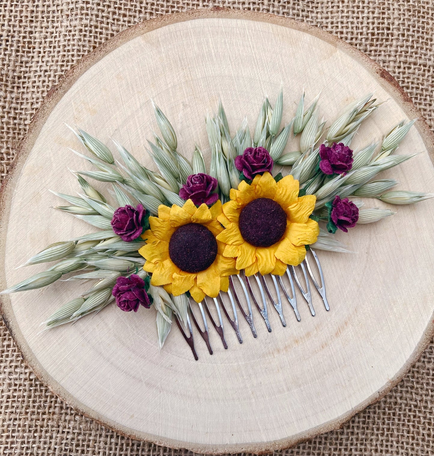 Sunflower And Roses Hair Comb
