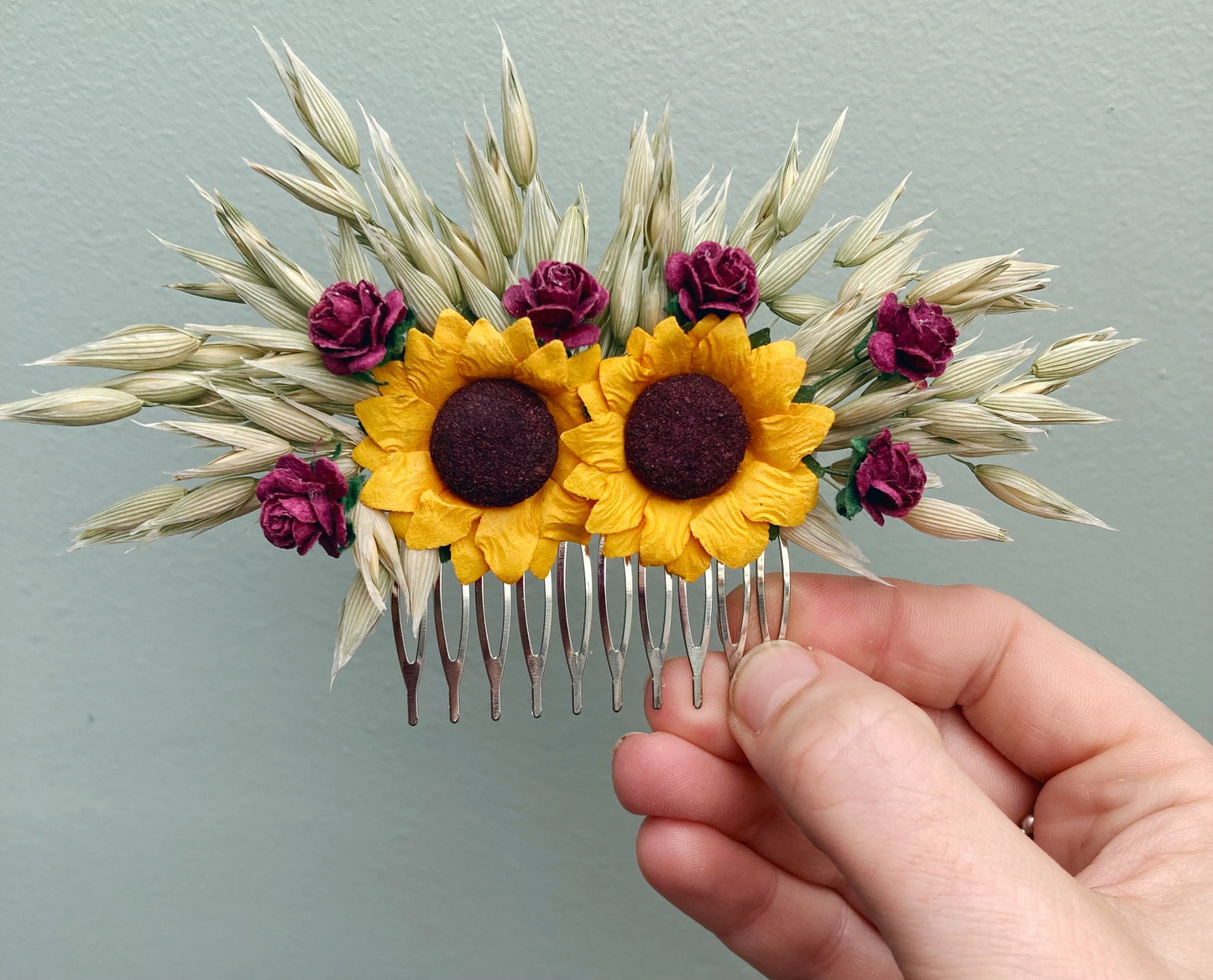 Sunflower And Roses Hair Comb
