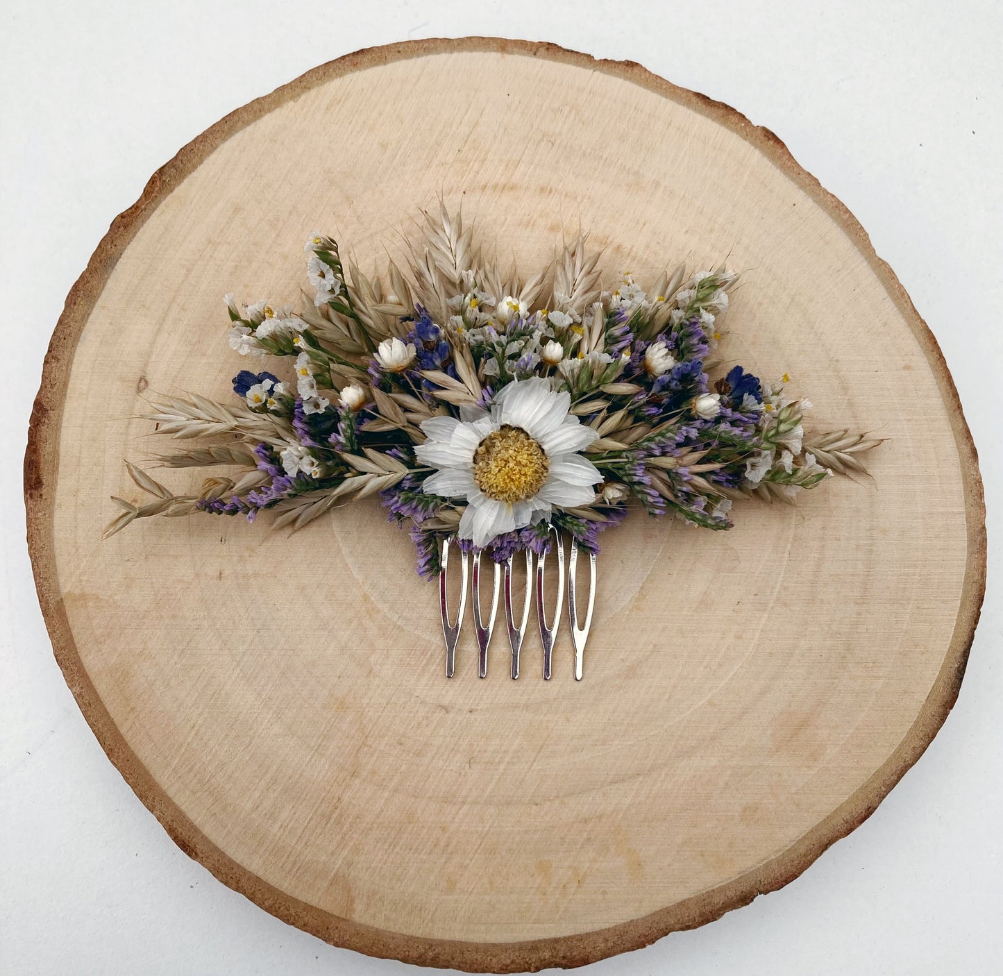 Dried flower daisy hair comb wedding