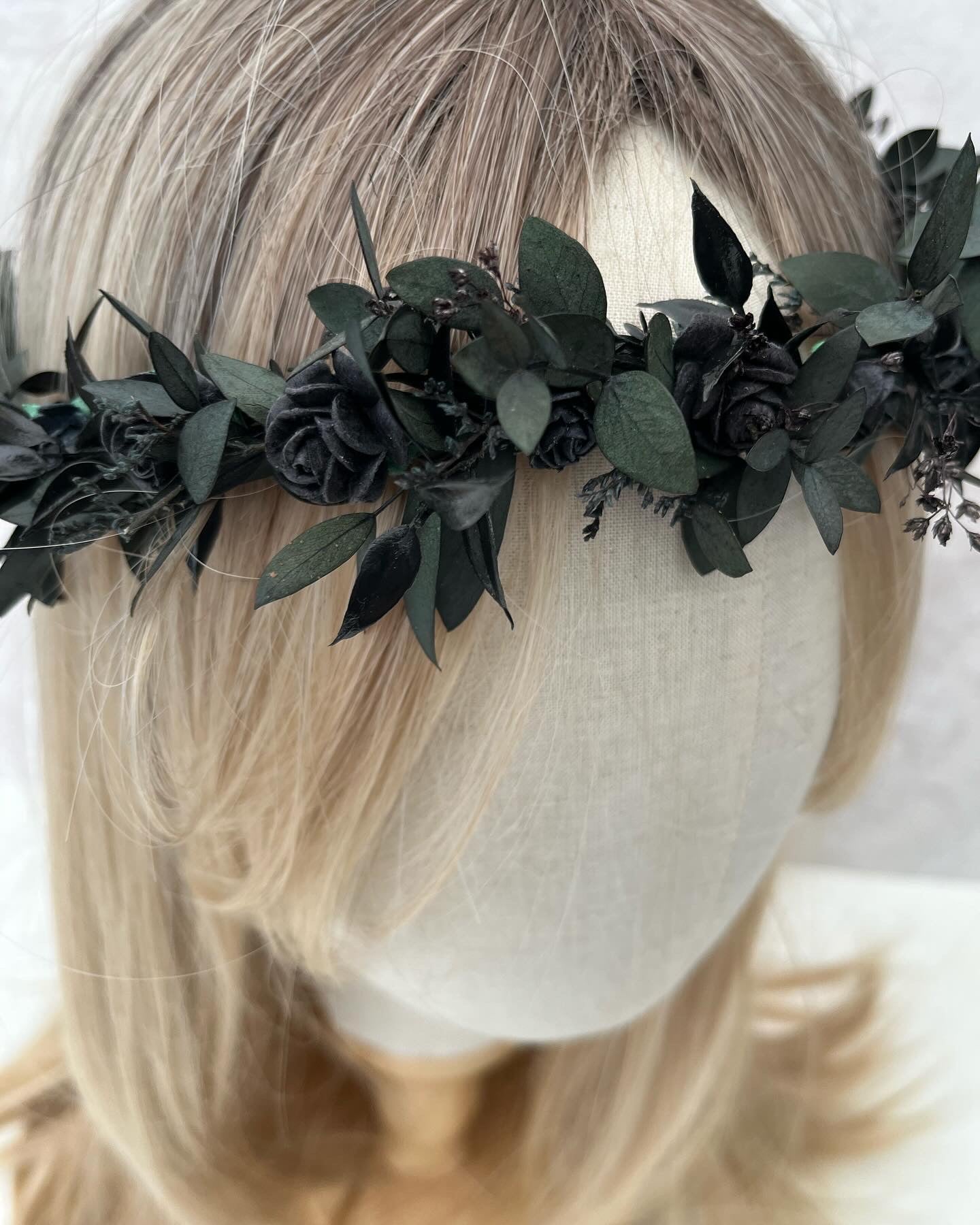 Gothic Black Dried Flower Crown