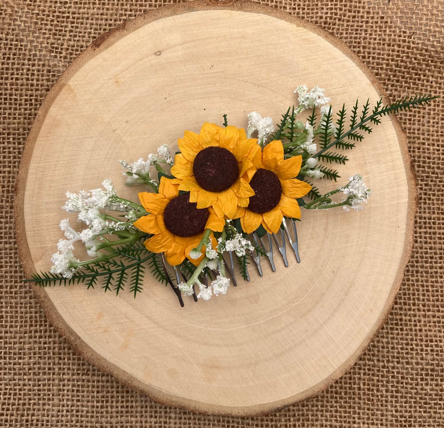 Sunflower and Gypsophila Hair Comb