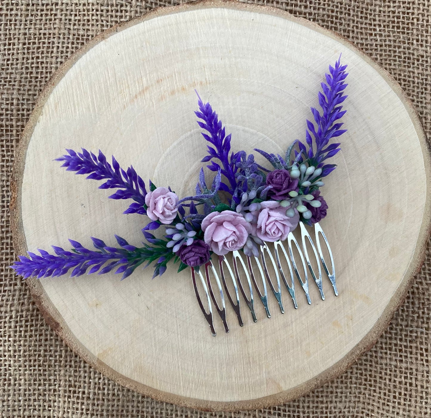 Lavender And Lilac Flower Hair Comb