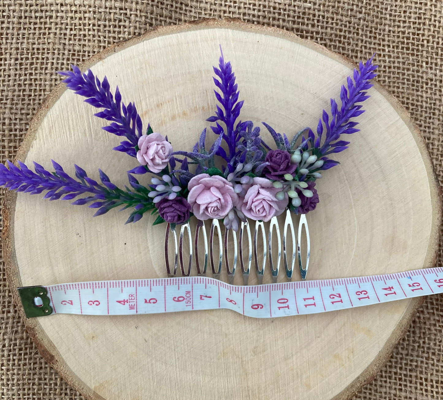 Lavender And Lilac Flower Hair Comb
