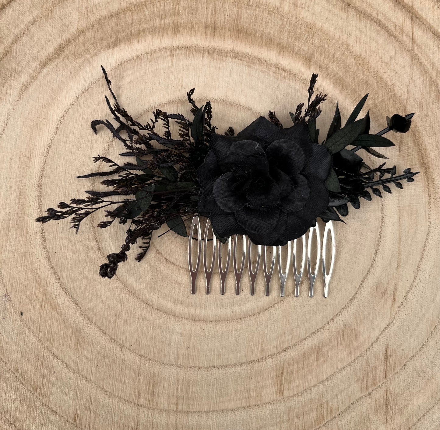 Gothic Black Flower Hairpiece