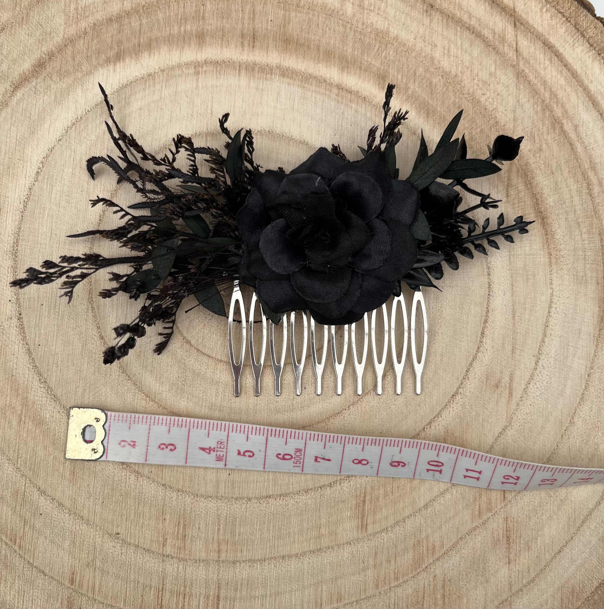 Black gothic flower hair comb
