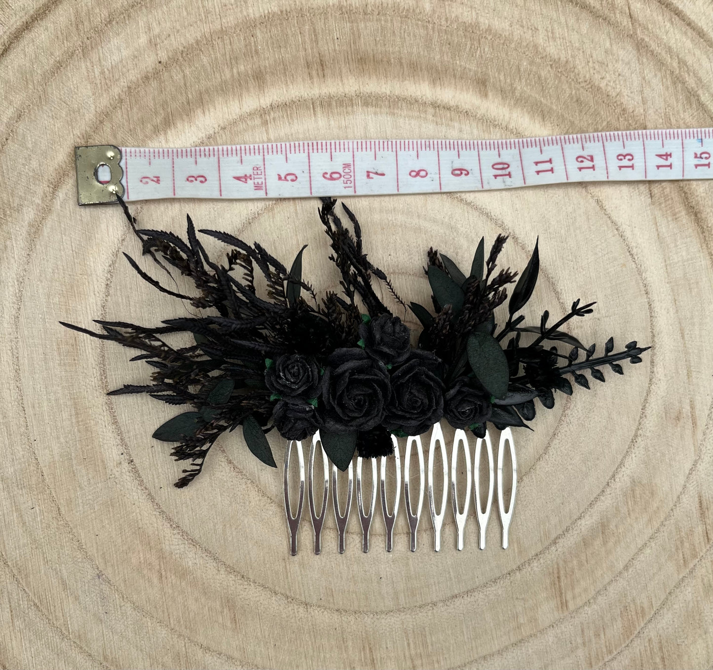 Gothic Black Flower Hair Comb